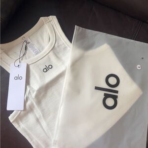 ALO Yoga Kids Cream Ribbed Tank Top